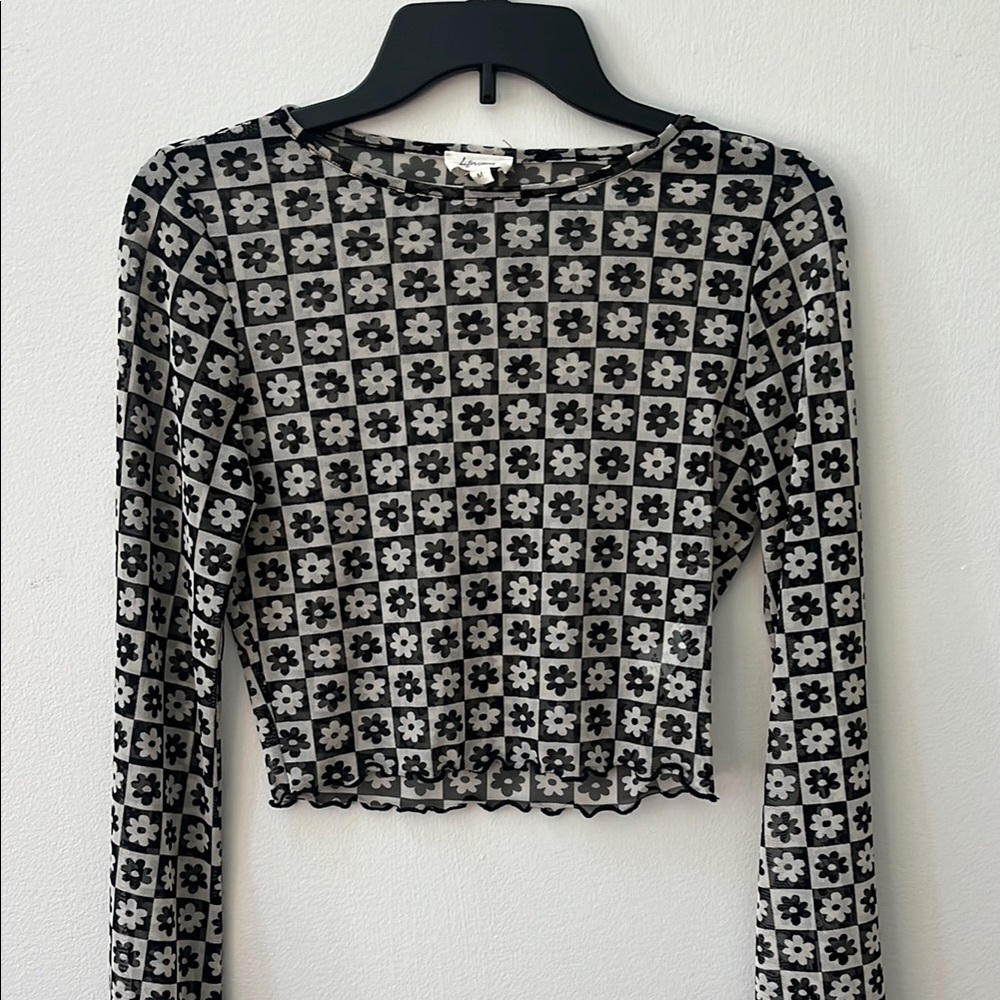 Floral Black and Gray Women's Top